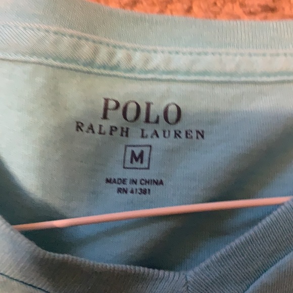 V neck Light blue Polo tee adult M - Picture 2 of 4